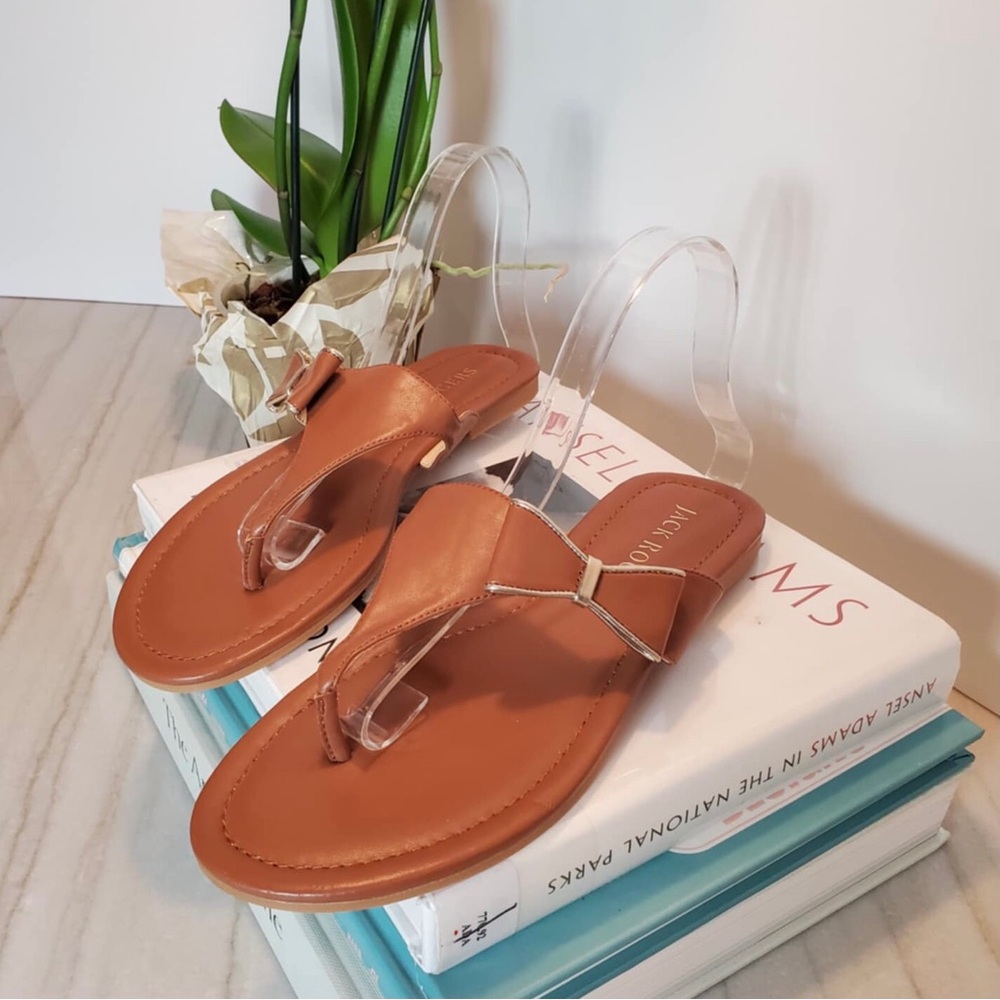 JACK ROGERS Gracie Bow Sandal Brown NWOB
